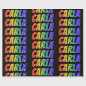 Rainbow First Name "CARLA"; vun & kleurrijk Cadeaupapier (Vlak)