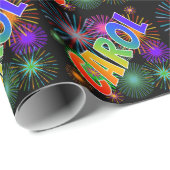Rainbow First Name "CAROL" + Fireworks Cadeaupapier (Rol Hoek)
