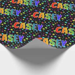 Rainbow First Name "CASEY" + sterren Cadeaupapier