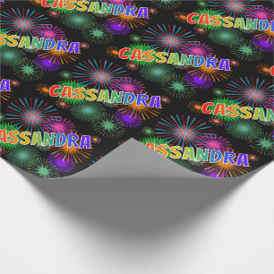 Rainbow First Name "CASSANDRA" + Fireworks Cadeaupapier