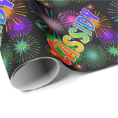 Rainbow First Name "CASSIDY" + Fireworks Cadeaupapier (Rol Hoek)
