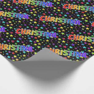 Rainbow First Name "CHRISTINA" + sterren Cadeaupapier