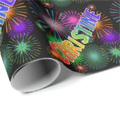 Rainbow First Name "CHRISTINE" + Fireworks Cadeaupapier (Rol Hoek)