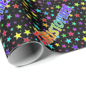 Rainbow First Name "CHRISTOPHER" + sterren Cadeaupapier (Rol Hoek)