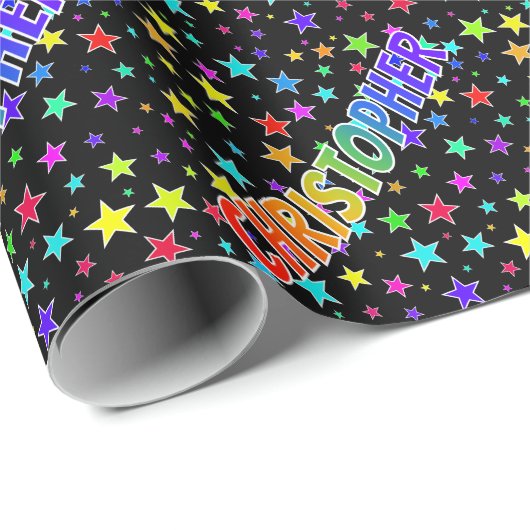 Rainbow First Name "CHRISTOPHER" + sterren Cadeaupapier (Rol Hoek)