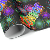 Rainbow First Name "CONNOR" + Fireworks Cadeaupapier (Rol Hoek)