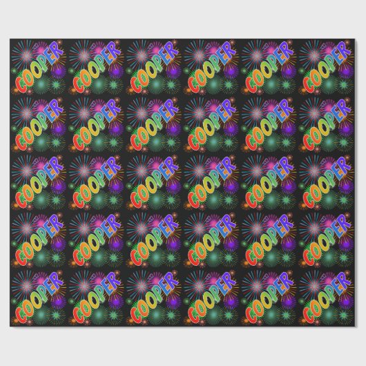 Rainbow First Name "COOPER" + Fireworks Cadeaupapier (Vlak)