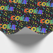 Rainbow First Name "CORA" + Stars Cadeaupapier (Hoek)