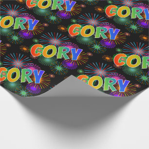 Rainbow First Name "CORY" + Fireworks Cadeaupapier