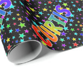 Rainbow First Name "CURTIS" + sterren Cadeaupapier (Rol Hoek)