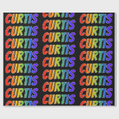 Rainbow First Name "CURTIS"; vun & kleurrijk Cadeaupapier (Vlak)