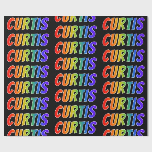 Rainbow First Name "CURTIS"; vun & kleurrijk Cadeaupapier (Vlak)