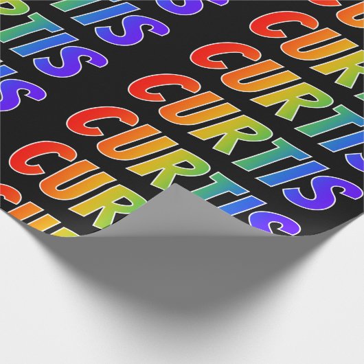 Rainbow First Name "CURTIS"; vun & kleurrijk Cadeaupapier (Hoek)