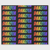 Rainbow First Name "DAKOTA"; vun & kleurrijk Cadeaupapier (Vlak)