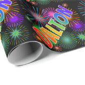 Rainbow First Name "DALTON" + Fireworks Cadeaupapier (Rol Hoek)