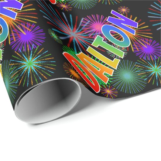 Rainbow First Name "DALTON" + Fireworks Cadeaupapier (Rol Hoek)
