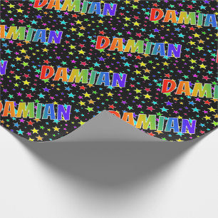 Rainbow First Name "DAMIAN" + sterren Cadeaupapier
