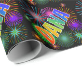 Rainbow First Name "DANA" + Fireworks Cadeaupapier (Rol Hoek)
