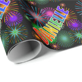 Rainbow First Name "DANIELLE" + Fireworks Cadeaupapier (Rol Hoek)