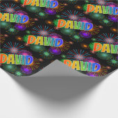 Rainbow First Name "DAVID" + Fireworks Cadeaupapier (Hoek)