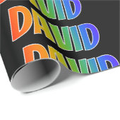 Rainbow First Name "DAVID"; flauw & kleurrijk Cadeaupapier (Rol Hoek)