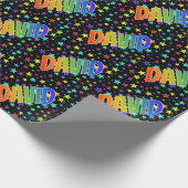 Rainbow First Name "DAVID" + sterren Cadeaupapier (Hoek)