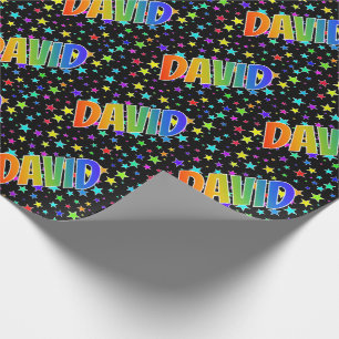 Rainbow First Name "DAVID" + sterren Cadeaupapier