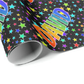 Rainbow First Name "DAVID" + sterren Cadeaupapier (Rol Hoek)