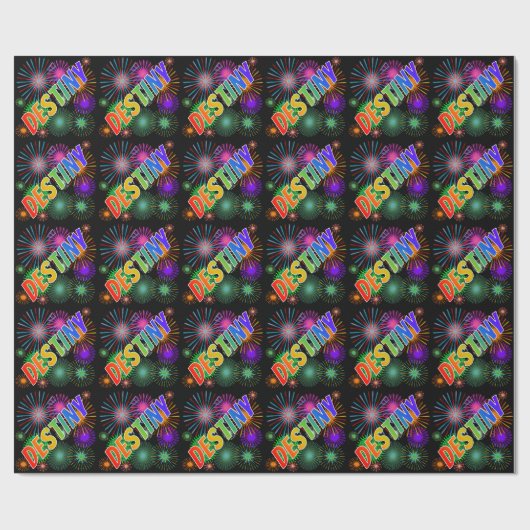 Rainbow First Name "DESTINY" + Fireworks Cadeaupapier (Vlak)