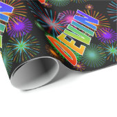 Rainbow First Name "DEVIN" + Fireworks Cadeaupapier (Rol Hoek)