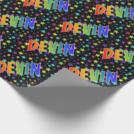 Rainbow First Name "DEVIN" + sterren Cadeaupapier (Hoek)