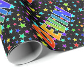 Rainbow First Name "DEVIN" + sterren Cadeaupapier (Rol Hoek)