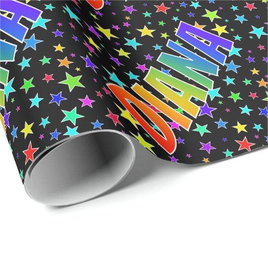 Rainbow First Name "DIANA" + sterren Cadeaupapier (Rol Hoek)