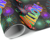 Rainbow First Name "DILLON" + Fireworks Cadeaupapier (Rol Hoek)