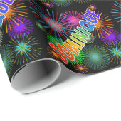 Rainbow First Name "DOMINIQUE" + Fireworks Cadeaupapier (Rol Hoek)