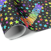 Rainbow First Name "DOMINIQUE" + sterren Cadeaupapier (Rol Hoek)