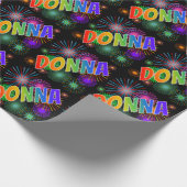 Rainbow First Name "DONNA" + Fireworks Cadeaupapier (Hoek)