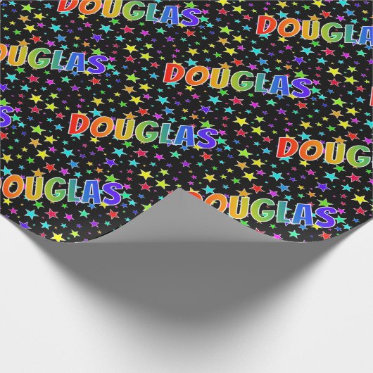 Rainbow First Name "DOUGLAS" + sterren Cadeaupapier (Hoek)