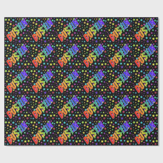 Rainbow First Name "DUSTIN" + sterren Cadeaupapier (Vlak)