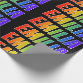 Rainbow First Name "EMILIA"; vun & kleurrijk Cadeaupapier (Hoek)