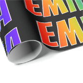 Rainbow First Name "EMILIA"; vun & kleurrijk Cadeaupapier (Rol Hoek)