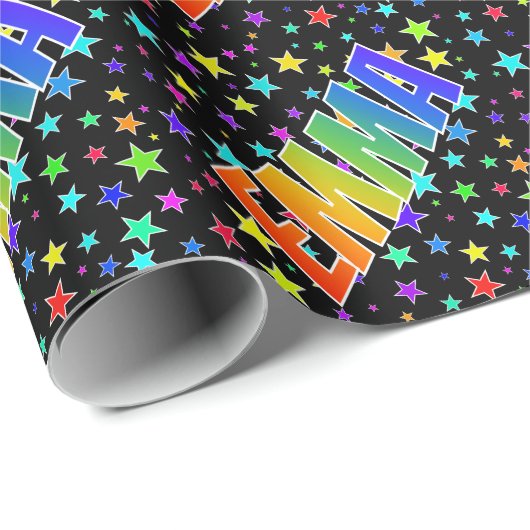 Rainbow First Name "EMMA" + sterren Cadeaupapier (Rol Hoek)
