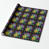 Rainbow First Name "ERIC" + Fireworks Cadeaupapier (Uitgerold)