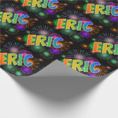 Rainbow First Name "ERIC" + Fireworks Cadeaupapier (Hoek)