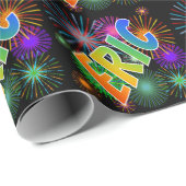 Rainbow First Name "ERIC" + Fireworks Cadeaupapier (Rol Hoek)
