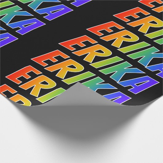 Rainbow First Name "ERIKA"; vun & kleurrijk Cadeaupapier (Hoek)