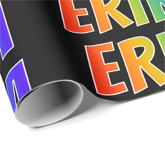 Rainbow First Name "ERIKA"; vun & kleurrijk Cadeaupapier (Rol Hoek)