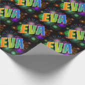 Rainbow First Name "EVA" + Fireworks Cadeaupapier (Hoek)