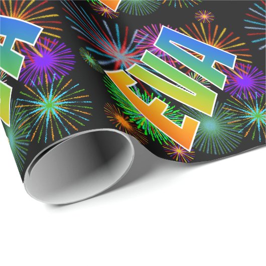 Rainbow First Name "EVA" + Fireworks Cadeaupapier (Rol Hoek)