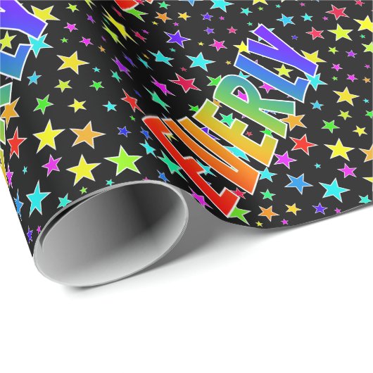 Rainbow First Name "EVERLY" + sterren Cadeaupapier (Rol Hoek)